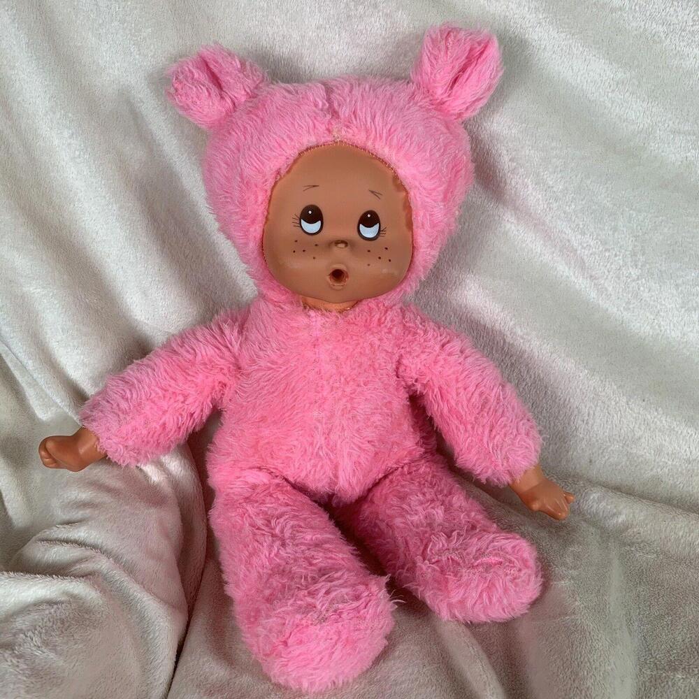 VTG Regal Toys Pink Plush Rubber Face Toy Thumb Sucking MonChhiChi Clone Bear​
